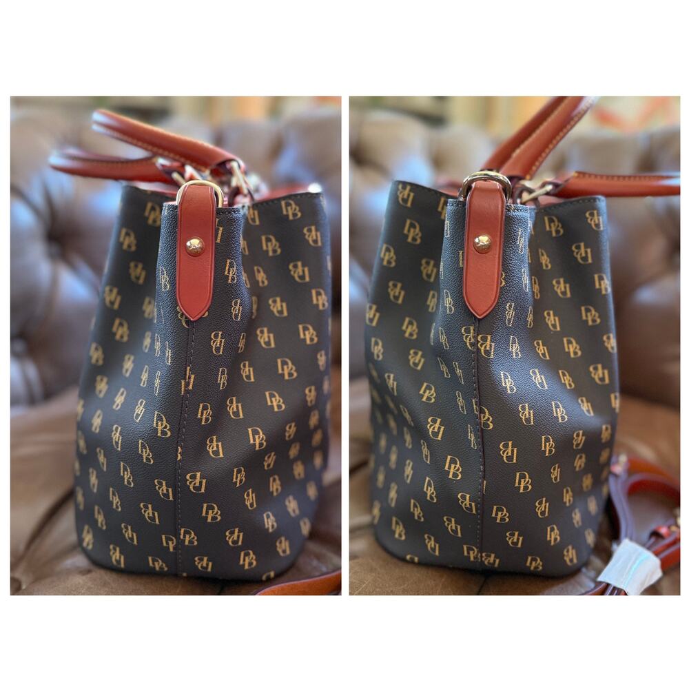 Dooney & Bourke Gretta Brenna Satchel Brown T-Moro DB Monogram Crossbody Tote - Picture 4 of 15